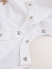 White Embroidered Bear Woven Dungaree and Bodysuit Baby Set (0mths-3yrs) - Image 7 of 10