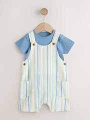 Blue Stripe Woven Dungaree and Bodysuit Set (0mths-2yrs) - Image 1 of 9