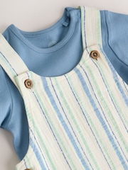 Blue Stripe Woven Dungaree and Bodysuit Set (0mths-2yrs) - Image 4 of 9