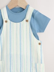 Blue Stripe Woven Dungaree and Bodysuit Set (0mths-2yrs) - Image 5 of 9