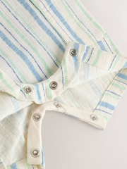 Blue Stripe Woven Dungaree and Bodysuit Set (0mths-2yrs) - Image 8 of 9