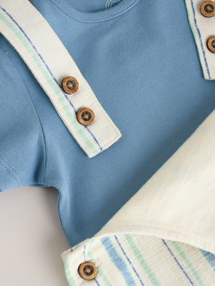 Blue Stripe Woven Dungaree and Bodysuit Set (0mths-2yrs) - Image 9 of 9