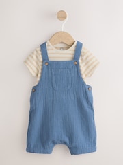 Mid Blue Woven Dungarees and Bodysuit Baby Set (0mths-2yrs) - Image 1 of 6
