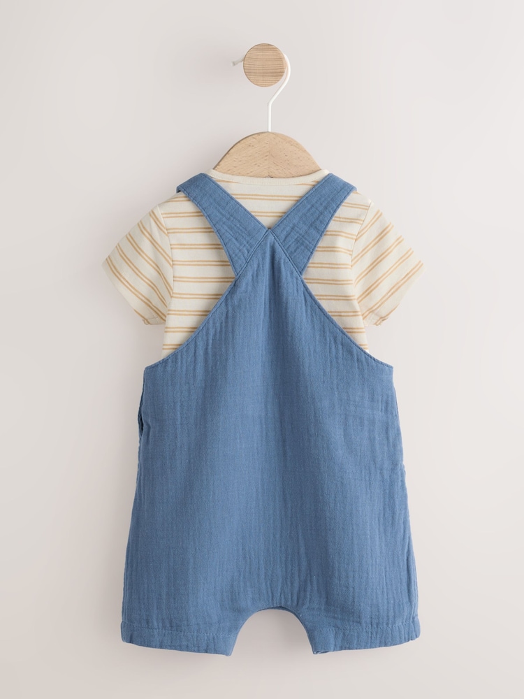 Mid Blue Woven Dungarees and Bodysuit Baby Set (0mths-2yrs) - Image 2 of 6
