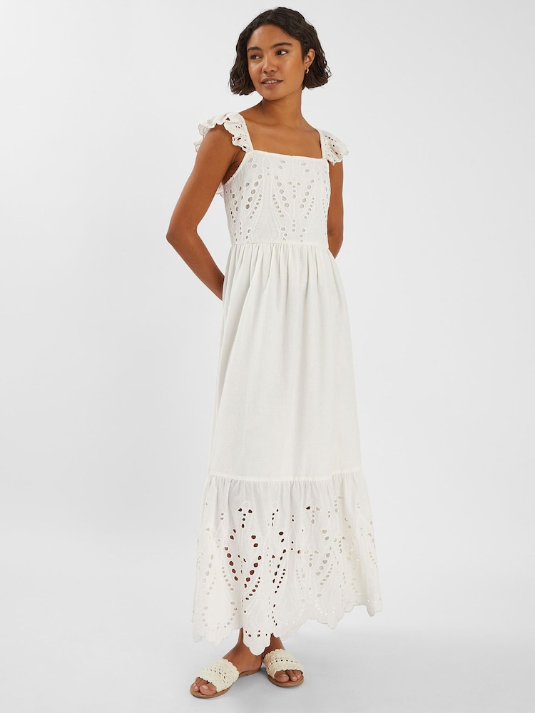 Accessorize Sleeveless Frilly Broderie Maxi Dress - Imagem 1 de 4