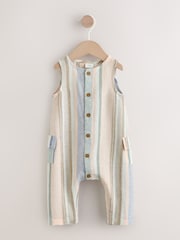 Blue Stripe Woven Baby Romper (0mths-2yrs) - Image 1 of 6