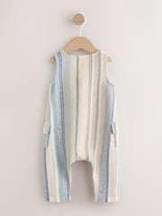 Blue Stripe Woven Baby Romper (0mths-2yrs) - Image 2 of 6