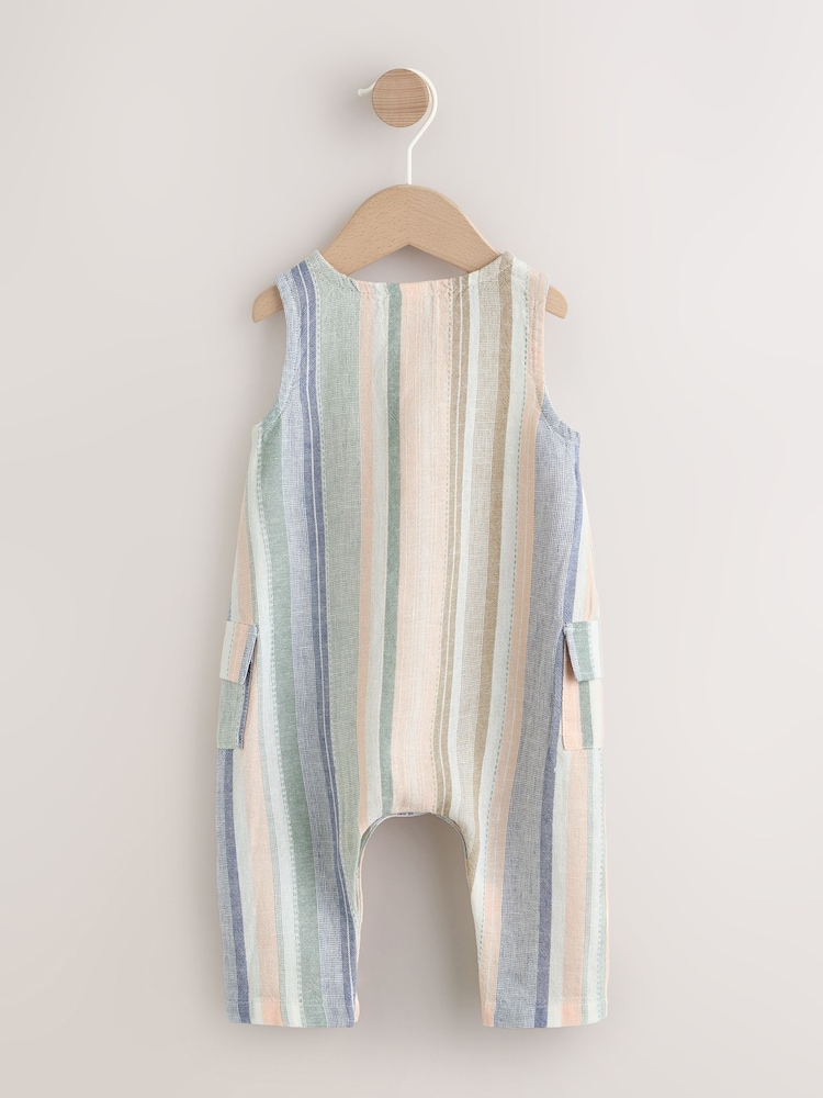 Blue Stripe Woven Baby Romper (0mths-2yrs) - Image 2 of 6