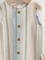 Blue Stripe Woven Baby Romper (0mths-2yrs) - Image 3 of 6