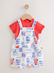 Red Nautical Jersey Dungarees and Bodysuit Baby Set (0mths-2yrs) - Image 1 of 9