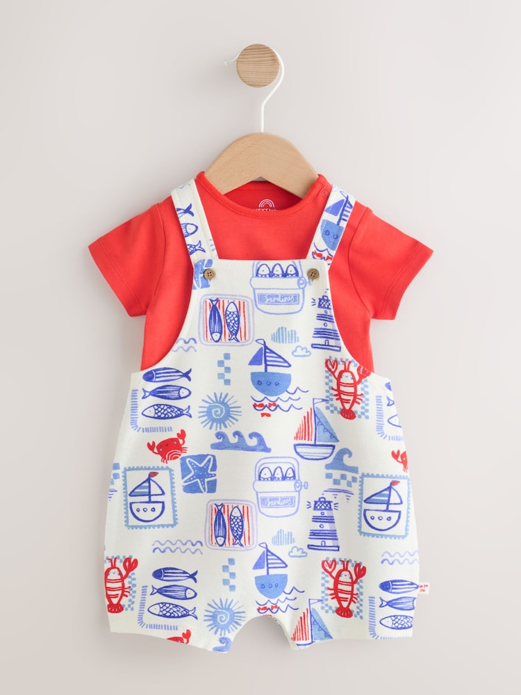 Red Nautical Jersey Dungarees and Bodysuit Baby Set (0mths-2yrs) - Image 1 of 9