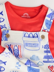 Red Nautical Jersey Dungarees and Bodysuit Baby Set (0mths-2yrs) - Image 6 of 9