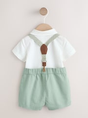 Sage Green Shirt Body Shorts and Braces Baby Set 3 Piece (0mths-2yrs) - Image 3 of 9