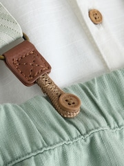 Sage Green Shirt Body Shorts and Braces Baby Set 3 Piece (0mths-2yrs) - Image 6 of 9