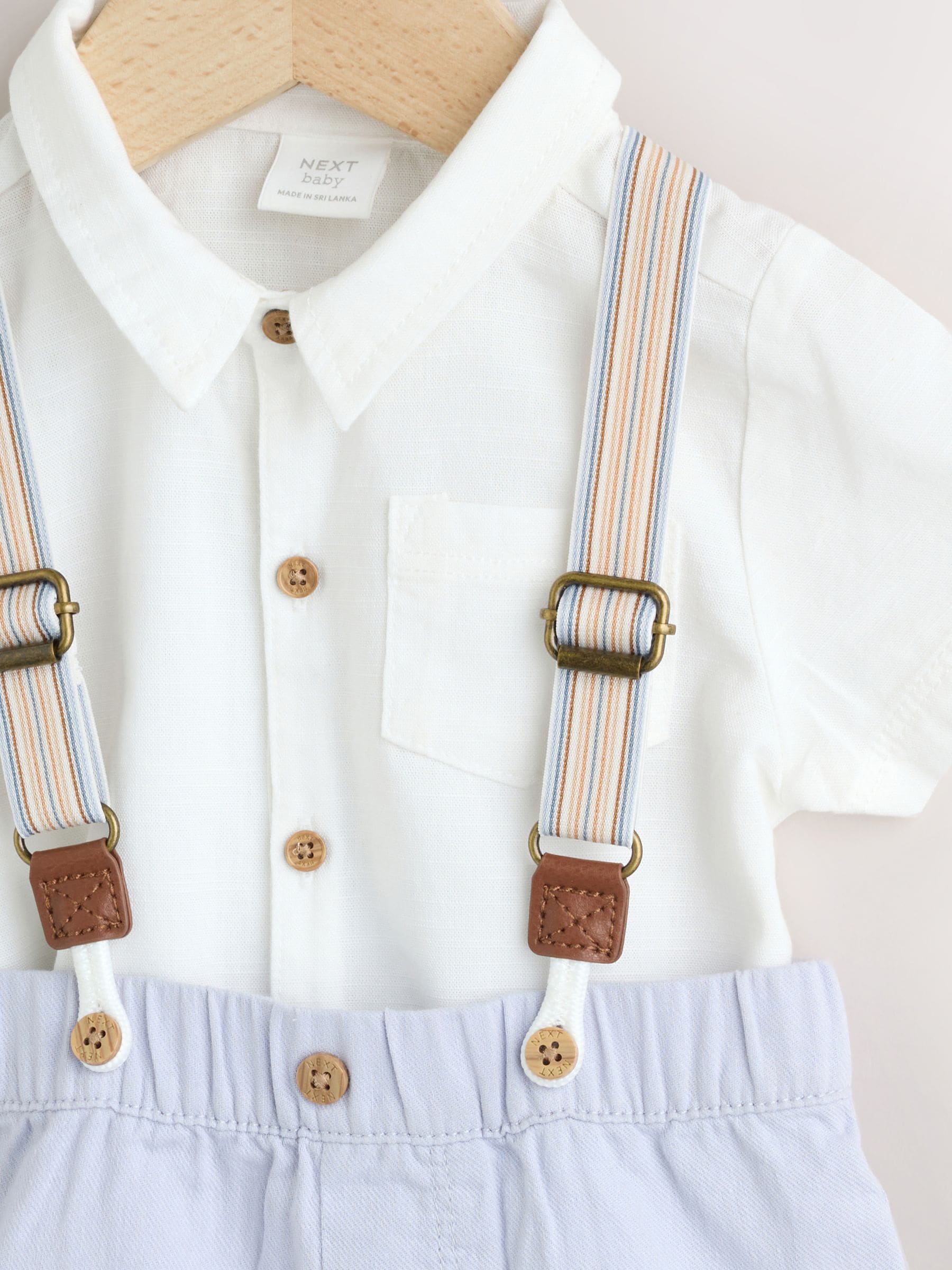 新品★ VEST SET BARE TOP ROMPERS Cumpără Albastru - Shirt Body Shorts and Braces Baby Set 3 Piece