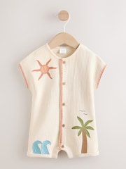 Neutral Palm Print Jersey Waffle Baby Romper (0mths-3yrs) - Image 1 of 8