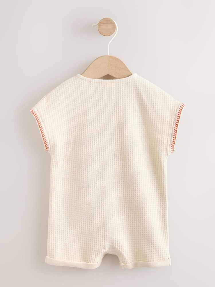Neutral Palm Print Jersey Waffle Baby Romper (0mths-3yrs) - Image 2 of 8