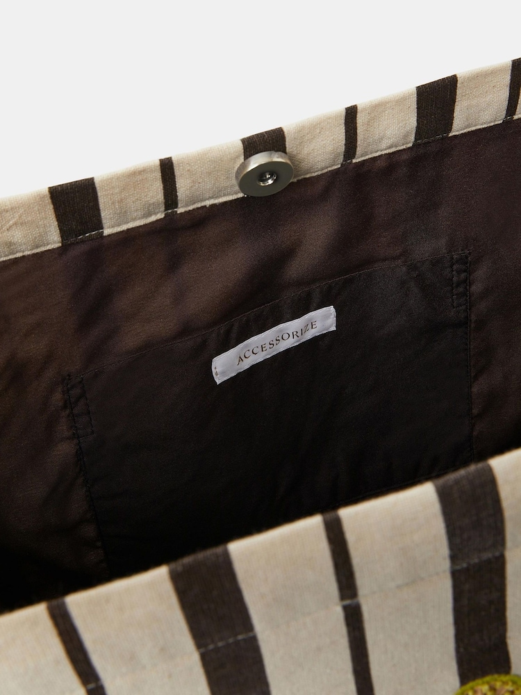 Accessorize Natural Palm Stripe Shopper Bag - Image 4 of 4