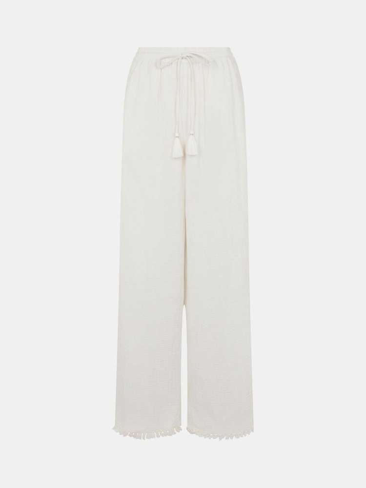 Accessorize White Mirror Embellished Wide Leg Trousers - Image 1 of 1