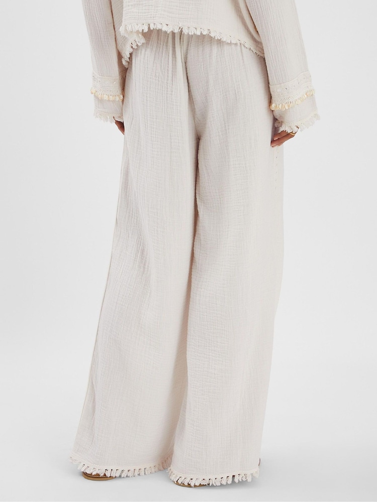 Accessorize White Mirror Embellished Wide Leg Trousers - Image 2 of 3