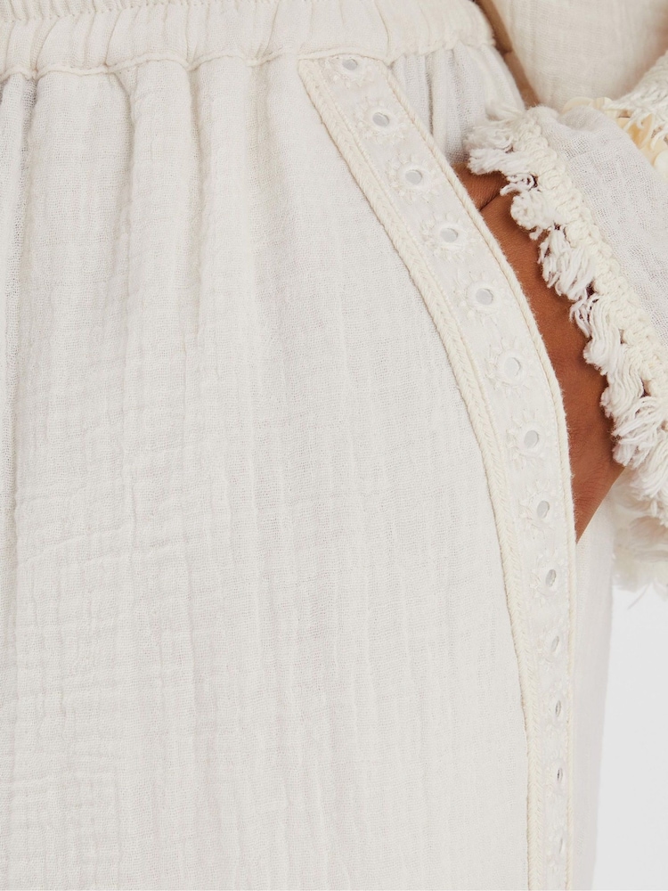 Accessorize White Mirror Embellished Wide Leg Trousers - Image 3 of 3
