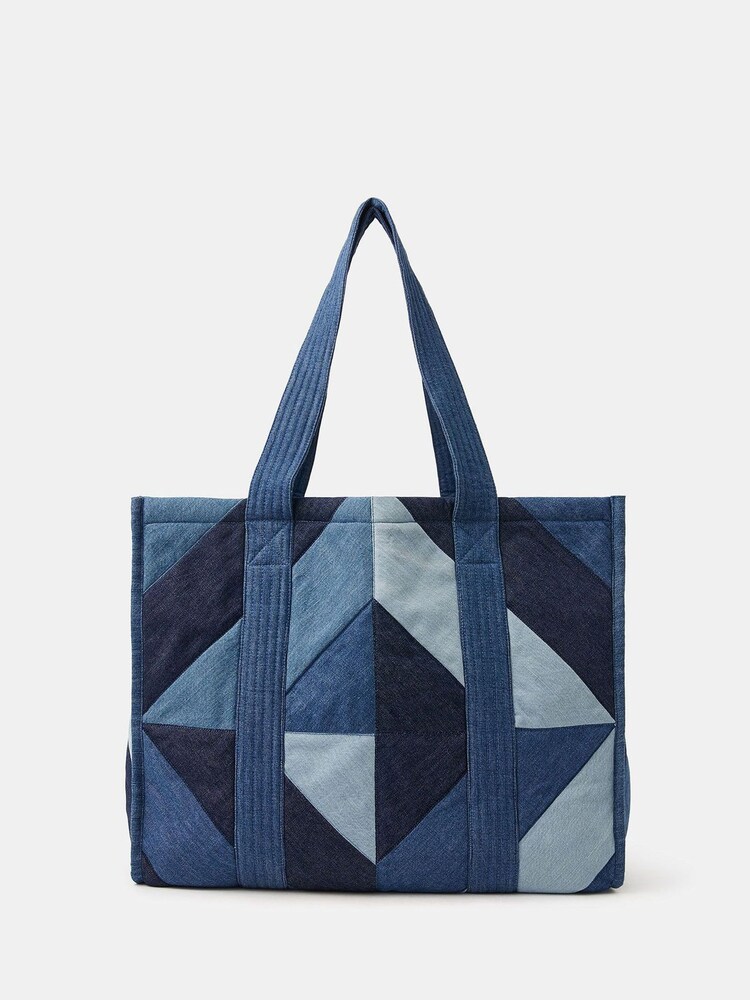 Accessorize Blue Patchwork Denim Shopper Bag - Image 1 of 2