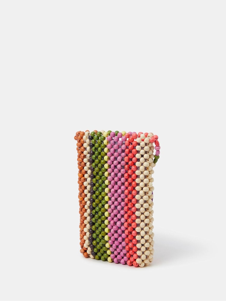 Accessorize Green Stripe Beaded Phone Bag - Image 1 of 1