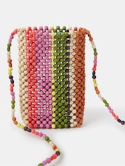 Accessorize Green Stripe Beaded Phone Bag - Image 3 of 5