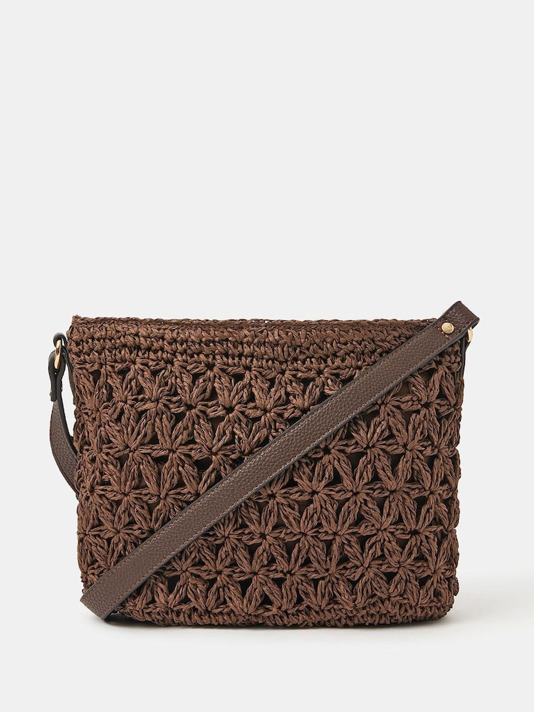 Accessorize Brown Raffia Cross-Body Bag - Image 1 of 2 Accessorize Brown Raffia Cross-Body Bag - Image 1 of 2