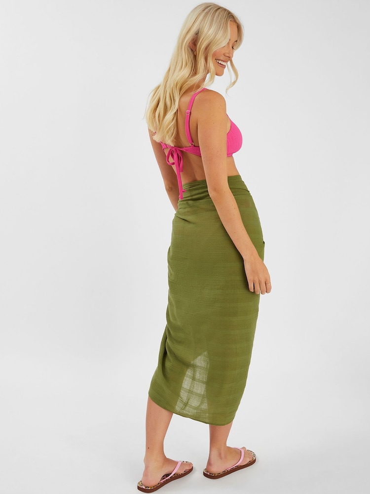 Accessorize Green Check Tassel Sarong - Image 2 of 4