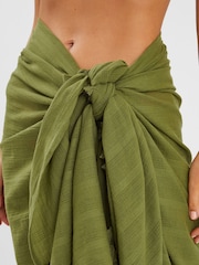 Accessorize Green Check Tassel Sarong - Image 3 of 4