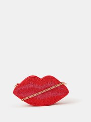 Accessorize Red Beaded Lips Clutch Bag - Image 1 of 2