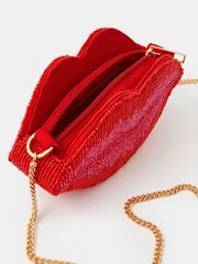 Accessorize Red Beaded Lips Clutch Bag - Image 2 of 2