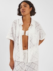 Accessorize White Short Sleeve Lace Shirt - Image 1 of 4