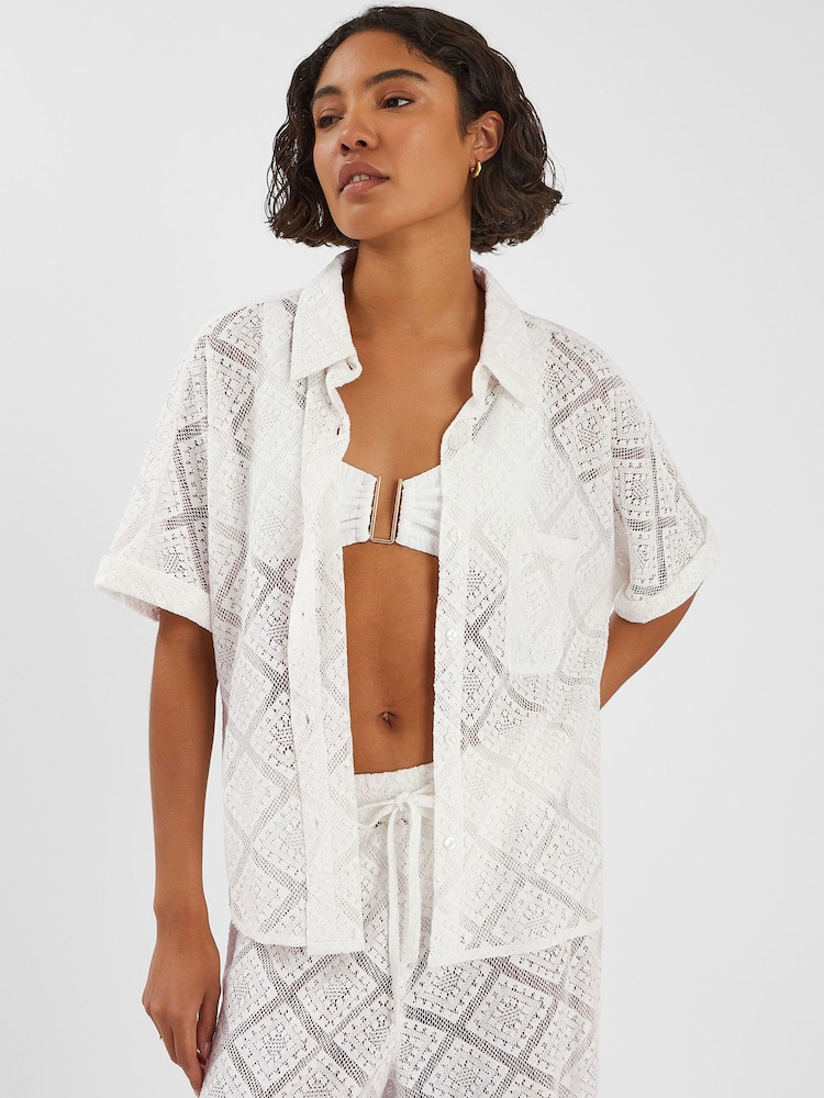 Accessorize White Short Sleeve Lace Shirt - Image 1 of 4
