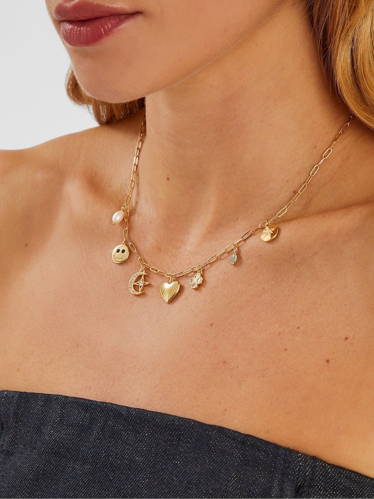 Accessorize Gold 14ct Plated Charm Necklace - Image 2 of 2