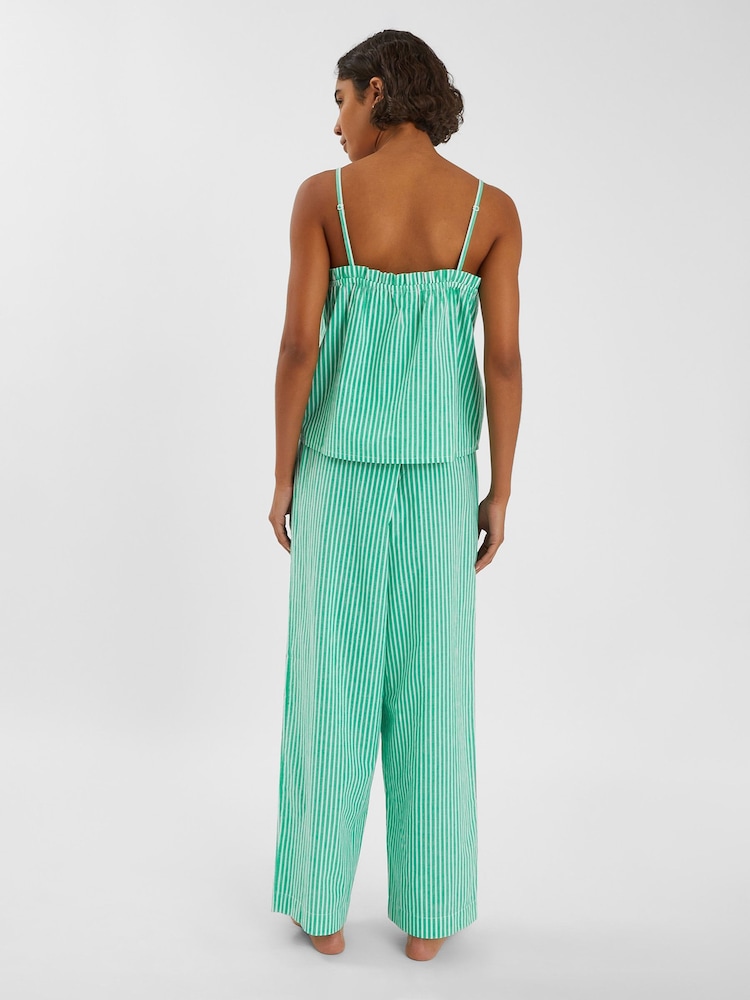 Accessorize Green Embroidered Stripe Long Pyjamas Set - Image 2 of 4 Accessorize Green Embroidered Stripe Long Pyjamas Set - Image 2 of 4