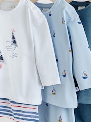 أزرق بحري - طقم من 6 قطع من بلوزة وبنطلون ضيق للبيبي (0شهر-3سنوات) - Image 11 of 15