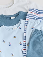 أزرق بحري - طقم من 6 قطع من بلوزة وبنطلون ضيق للبيبي (0شهر-3سنوات) - Image 12 of 15