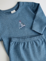 أزرق بحري - طقم من 6 قطع من بلوزة وبنطلون ضيق للبيبي (0شهر-3سنوات) - Image 13 of 15