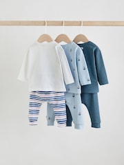 أزرق بحري - طقم من 6 قطع من بلوزة وبنطلون ضيق للبيبي (0شهر-3سنوات) - Image 8 of 15