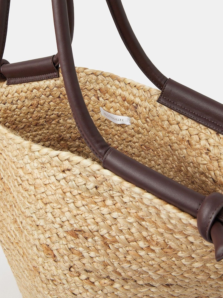 Accessorize Natural Jute Basket Beach Bag - Image 4 of 4