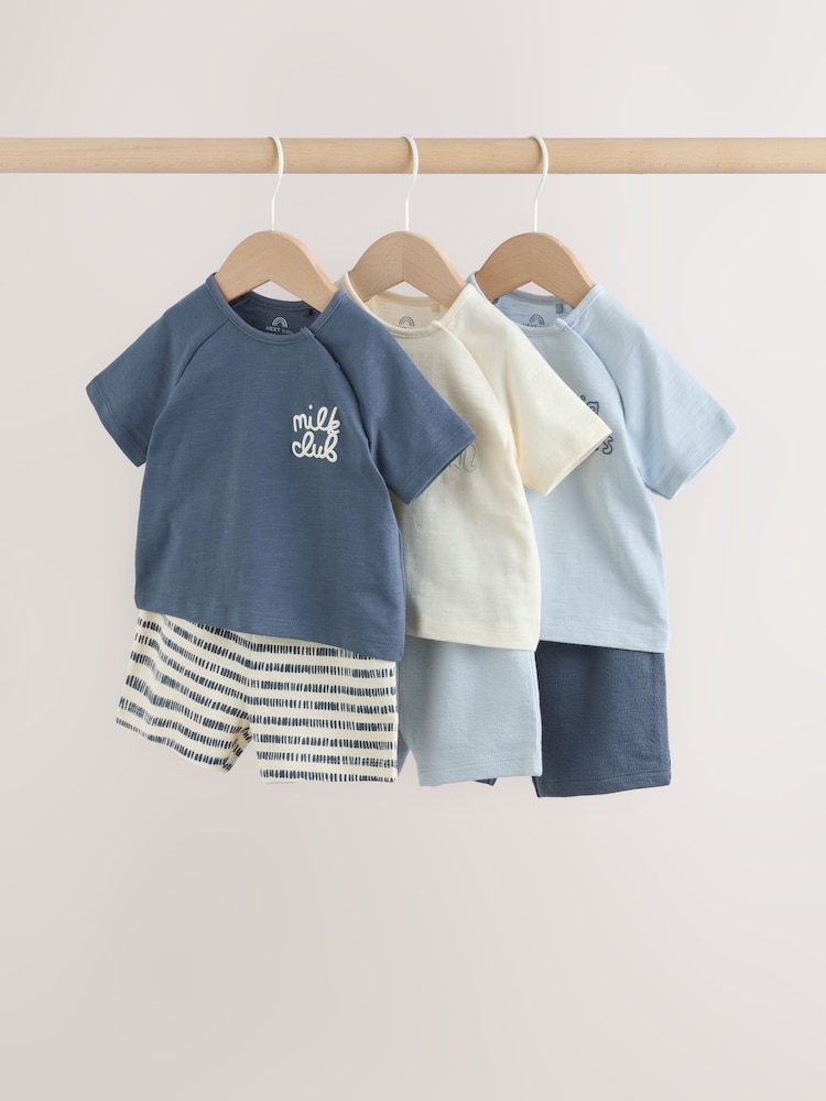 Blue/Ecru Milk Club - Tops and Shorts Baby Set 6 Piece (0mths-3yrs) - Imaginea 1 din 14