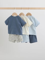 Blue/Ecru Milk Club - Tops and Shorts Baby Set 6 Piece (0mths-3yrs) - Imaginea 8 din 14