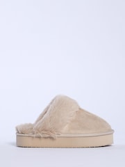 Boux Avenue Platform Suedette Mule Brown Slippers - Image 3 of 5