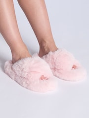 Boux Avenue Pink Ridge Sole Cross Band Slippers - Bild 1 von 5