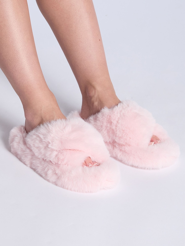 Boux Avenue Pink Ridge Sole Cross Band Slippers - Bild 1 von 5