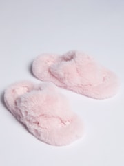 Boux Avenue Pink Ridge Sole Cross Band Slippers - Bild 2 von 5