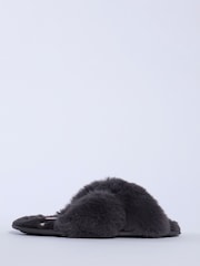Boux Avenue Grey Heart Embroidered Crossband Slippers - Image 3 of 6