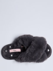 Boux Avenue Grey Heart Embroidered Crossband Slippers - Image 4 of 6